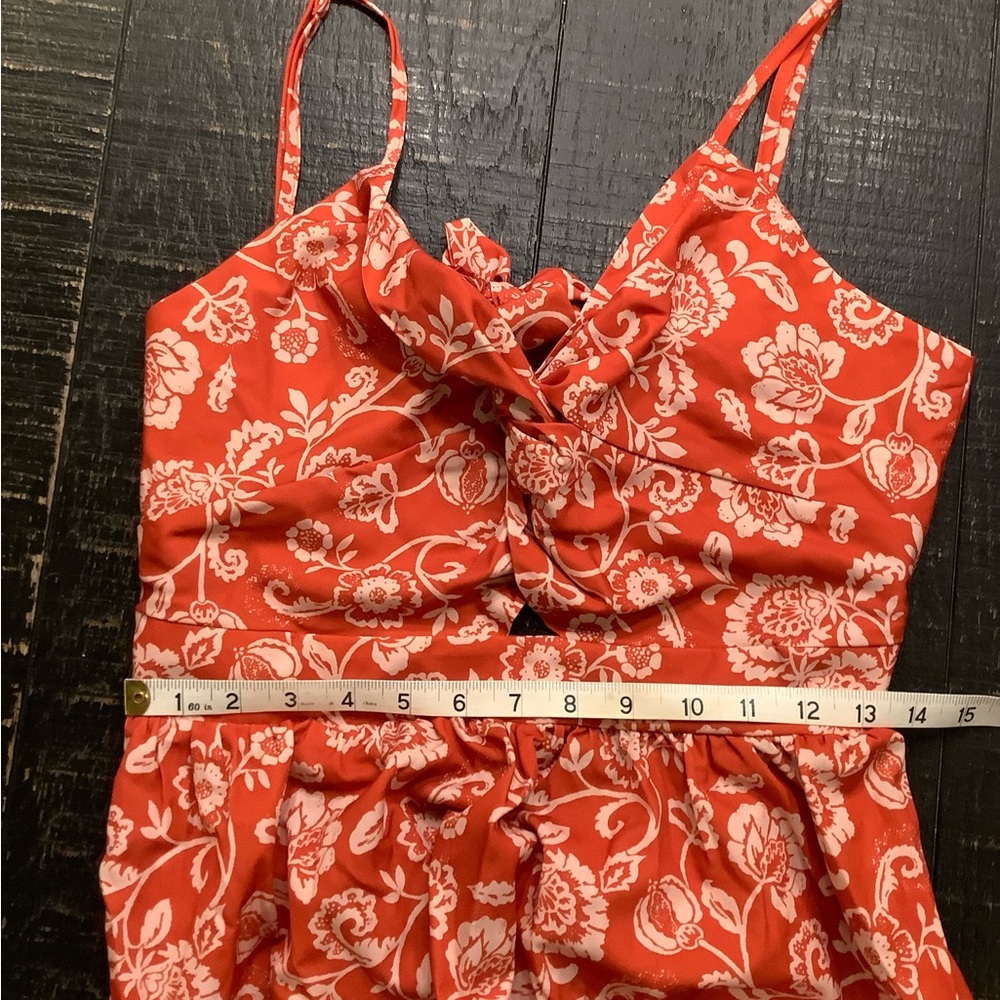 Orange Floral Twist front Maxi Dress - Picture 4 of 8